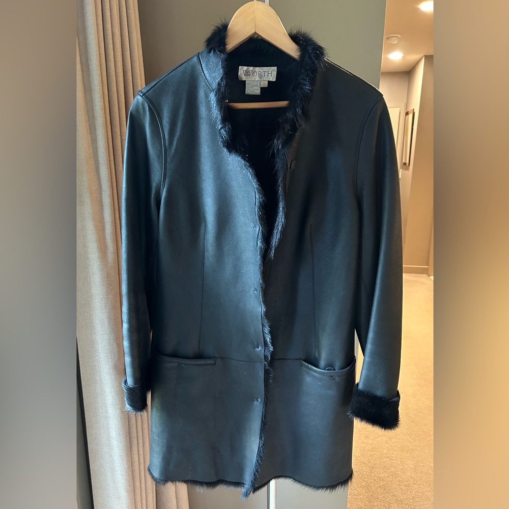 Worth Black Fur-Trimmed Teddy Jacket